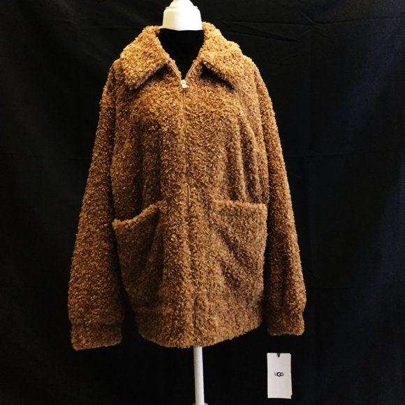 New UGG Kaley Teddy Bear Faux Fur Coat - Picture 13 of 16